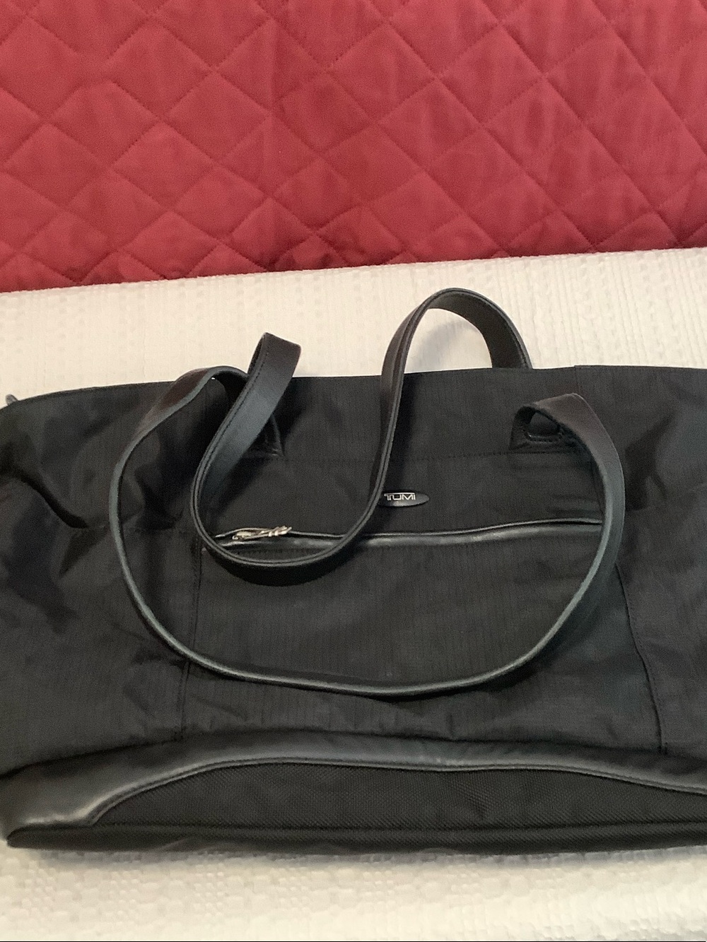Tumi Black Nylon Tote with Leather Handles - Picture 6 of 13